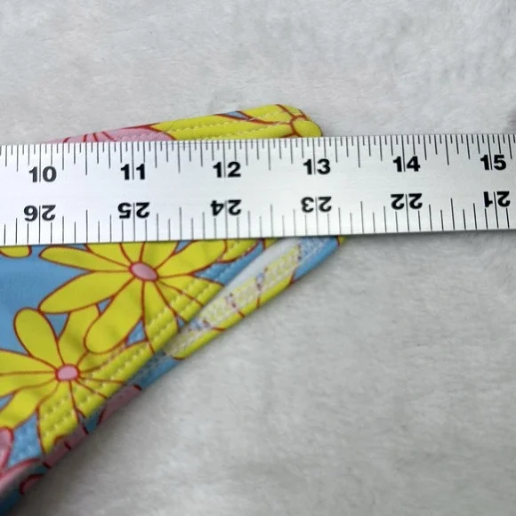 Shien Bikinx Bikini Swimsuit XS Blue Yellow Floral High Cut Cheeky Beach Summer - Picture 8 of 11